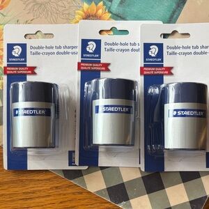 Staedtler Double-Hole Tub Sharpener Blue and White